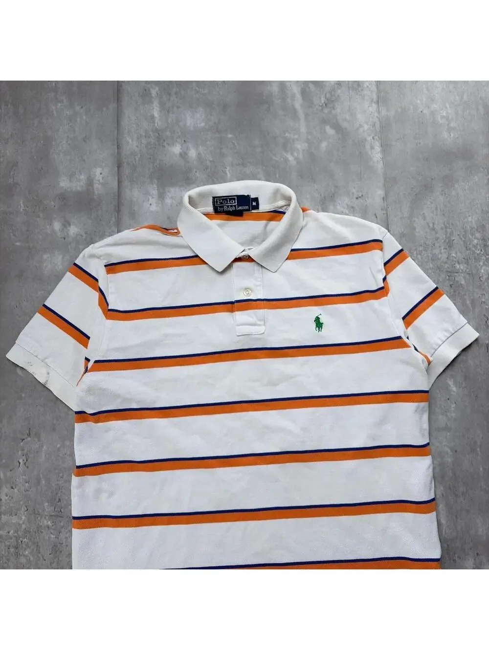 Vintage Polo Ralph Lauren Orange Striped Skater Polo Shirt